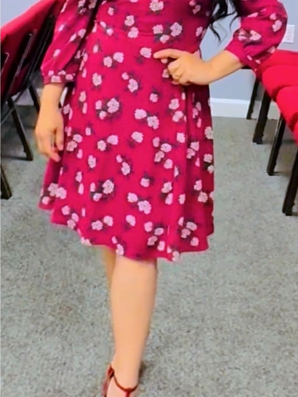 Banana Republic Berry Pink Floral A-Line Dress